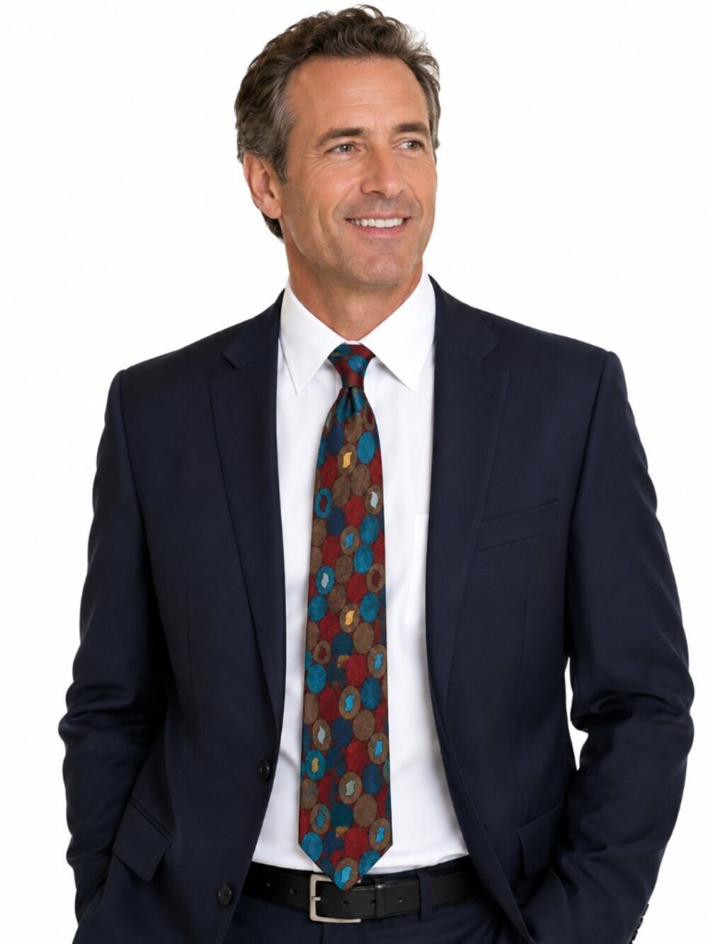Andre Valetino Men's Multicolor Abstract Print Silk Neck Tie